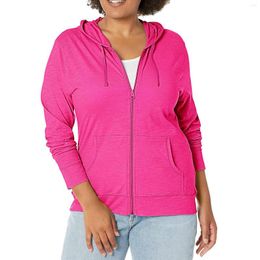 Sweat à capuche à sweats à capuche à manches longues Full Zip Nom de couleur Solide Vestes pour femmes Veste d'hiver légère 5x Rain