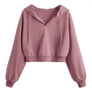 Women's Hoodies lange mouwen vaste kleur korte kleur met korte kap