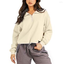 Damen-Kapuzenpullover, lockere Pullover mit halbem Reißverschluss, Yoga-Lauf-Sweatshirts mit kurzen, bauchfreien Sportoberteilen für Damen