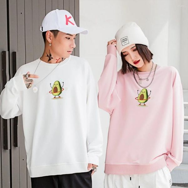 Sudaderas con capucha para mujer amantes Harajuku sudaderas con aguacate lindo Sudadera pareja coreana estampado de dibujos animados Jersey Unisex ropa de calle Sudadera con capucha de gran tamaño