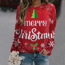 Женские толстовки с капюшоном с Рождеством для женщин, забавный пуловер с изображением грузовика в виде дерева, повседневная блузка свободного покроя с круглым вырезом, женская осень
