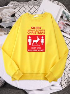 Sweats à capuche pour femmes Joyeux Noël à distance sociale Keep One Erindeer Apartwomne Sweat à capuche Cadeau de Noël Tendance Qualité Sportswear Kpop Automne