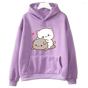 Sweat à capuche femme Mochi pêche et Goma sweat à capuche chat mignon pour filles mode Kawaii dessin animé pulls femmes/hommes Harajuku esthétique