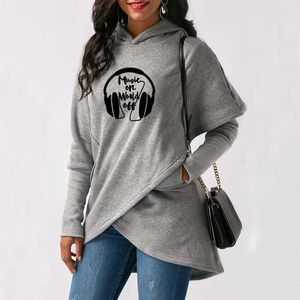 Sweat-shirt à capuche en coton pour femmes, imprimé musique On World Off, casque, Kawaii, cadeau printemps automne hiver