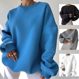 Dames Hoodies O-hals Oversized Sweatshirt Trui Dames Borduren Pull Femme Jumper Y2K Casual Street chic Herfst Winter Brief Tops