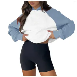 Sudaderas con capucha para mujer Trajes Chándal Sudadera corta Sudadera Joggers Chándal Ropa de calle Mujeres Sexy Sudaderas recortadas sólidas de gran tamaño