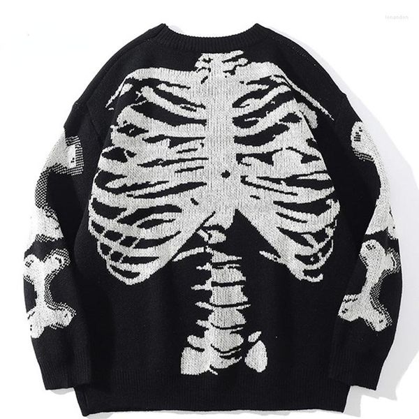 Sweats à capuche femme pull surdimensionné Y2K vêtements gothique Vintage pull à manches longues Punk Harajuku esthétique crâne squelette graphique tricot