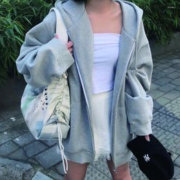 Dameshoodies Oversized hoodie met rits Dames Effen Koreaanse mode Eenvoudig sweatshirt Zakken Groot formaat 5xl Poleron Baggy Effen trekkoord