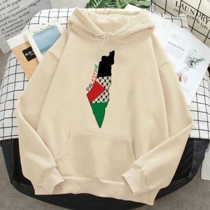 Sudaderas con capucha para mujer Palestina Mujeres Harajuku Fleece Suéter Tira estilo coreano