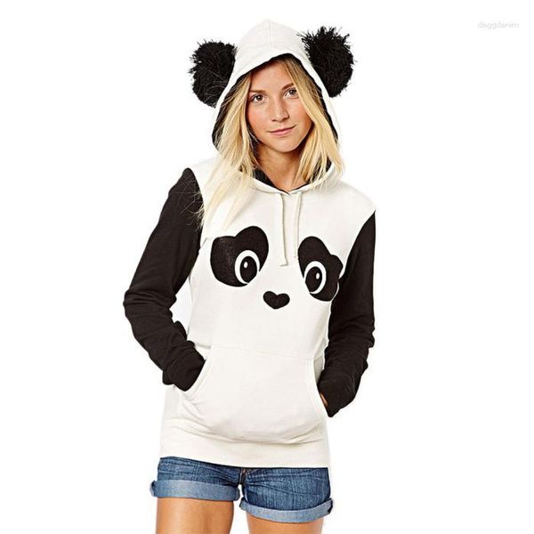 Dameshoodies Panda Sweatshirt Leuke herfst lichtgewicht sweatjack Vrouwelijke shirts met lange mouwen en Kanga Pocket meisjestrui