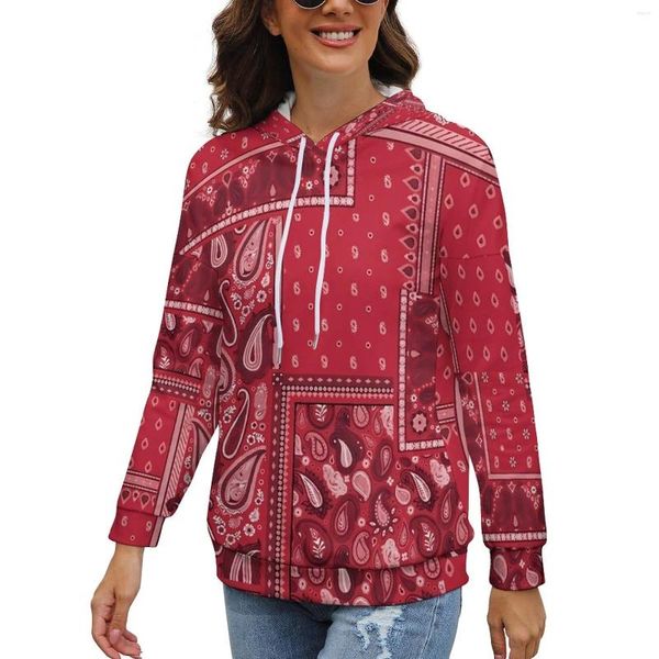 Sweat à capuche à manches longues pour femmes, imprimé Patchwork, rétro Paisley, Cool, mode de rue de printemps, vêtements personnalisés surdimensionnés