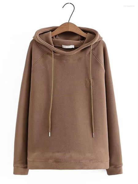 Sudaderas con capucha para mujer, Ropa de talla grande, sudadera de manga larga con capucha gruesa acolchada de Color sólido, Tops de forro polar sintético con hombros descubiertos