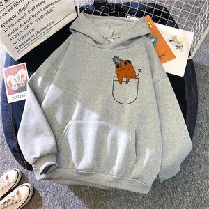 Sweats à capuche pour femmes Pochita femmes style coréen Anime drôle capuche femme graphique chemise à capuche