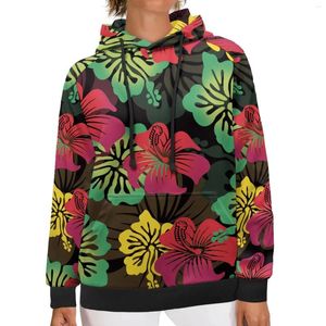 Sweats à capuche pour femmes Tribal polynésien Pohnpei Dames Motif floral coloré Automne Hiver Hip Hop Grande taille Pulls à capuche filetés