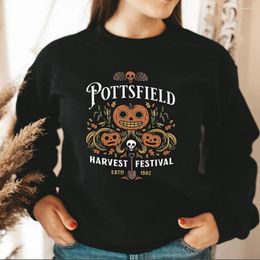 Sweat à capuche pour femmes, chemise du Festival de la récolte de Pottsfield, t-shirt d'automne, sweat-shirt de légumes, pull d'automne, hauts squelette