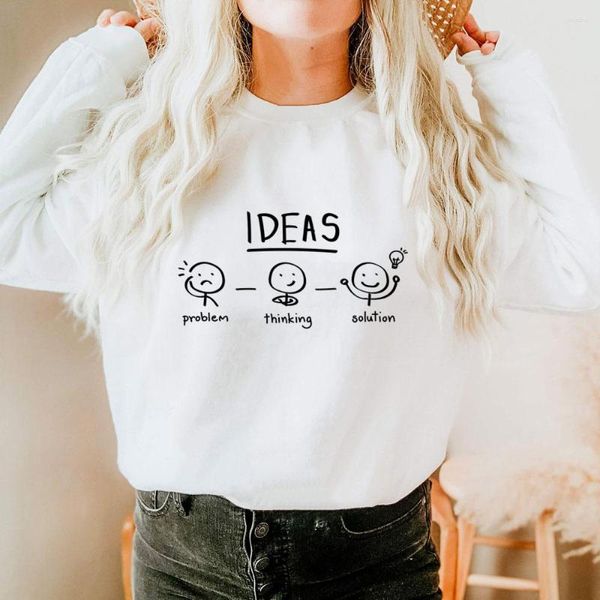 Solution de problèmes de femmes à sweats d'inspiration coton inspirant Sweat-shirt motivateur d'hiver décontracté à manches longues hautes positives