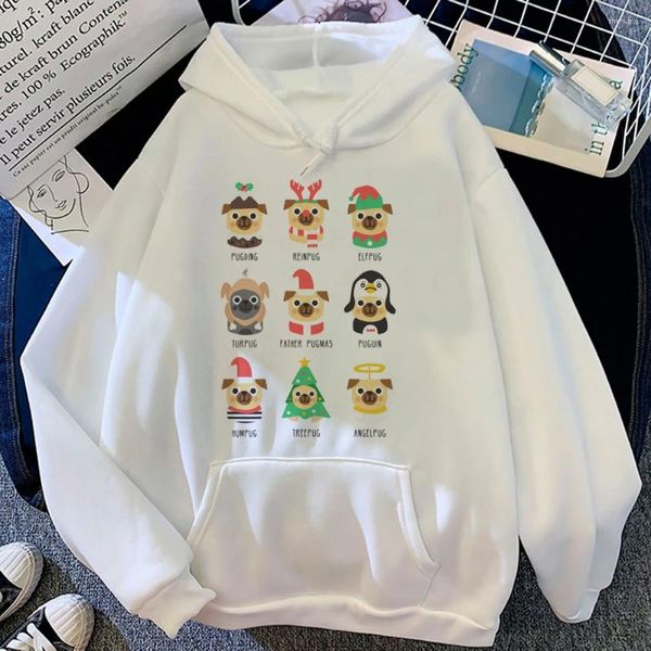 Mujer sudadera con capucha femenina Pug Women Harajuku Camisa de anime gráfica Camiseta Femenina Femenina