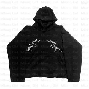 Women's Hoodies Punk Gothic Skull Print Hoddie Y2K voor mannen oversized pullover dames solide mode winter unisex lange mouw vrouw