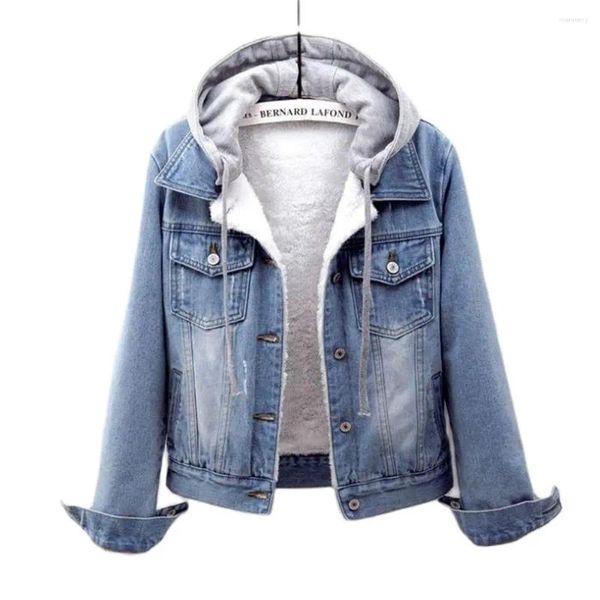 Sweats à capuche pour femmes Remplace à capuche Removible Femme Jeans Denim Ladies Top Bomber Ourwear Cardigan Cowboy Cowboy Hoody Winter Veste Femmes