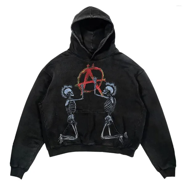 Sweats à capuche pour femmes Rétro Américain Personnalisé Rue Crâne Imprimer INS Harajuku Vêtements À Capuche Hommes Lâche Printemps Mode Sweat Femmes Top