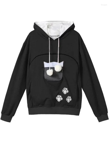 Sudaderas con capucha Retro de manga larga para mujer, abrigo informal con capucha para mascotas, abrigo de embarazo, sudadera holgada de moda, Top con bolsillo grande 2024