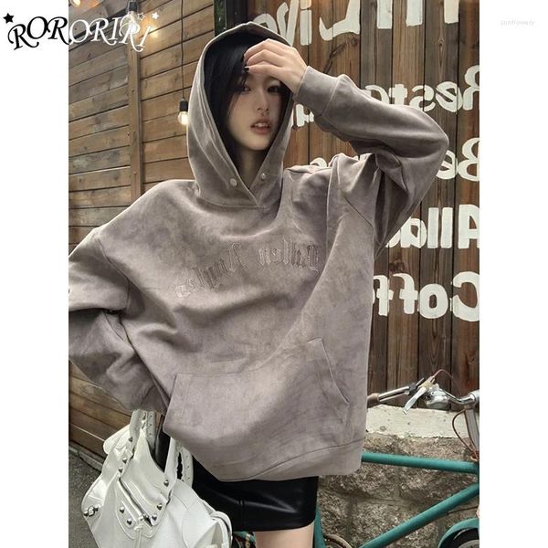 Sudaderas con capucha para mujer RORORIRI Letra bordada Sudadera con capucha Mujer Gráfico Y2k Casual Mangas largas Jersey Top Skater Hip-hop Ropa