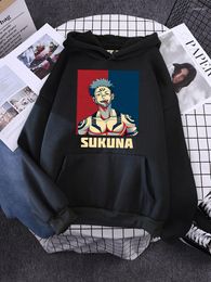 Sweats à capuche pour femmes Ryomen Sukuna Jujutsu Kaisen Prints Mens Hooded Creativity Outerwear School Survêtement confortable Sports Pulls simples
