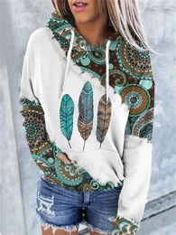 Dameshoodies Sckarle Aztec Western Hoodie met lange mouwen Schattig lichtgewicht trui Casual damessweatshirt Herfst Winter