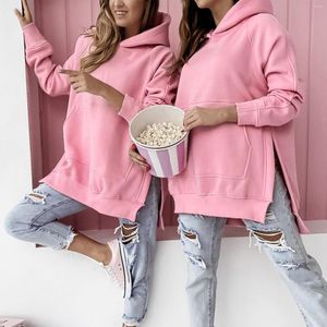 Hoodies voor dames, effen kleur, lange mouwen en zijsplitten, sweatshirt voor dames, outdoor-recreatie-sweatshirts