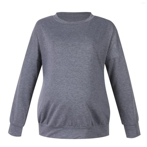 Sudaderas con capucha para mujer Color sólido Madre embarazada Moda Casual Suéter de manga larga para mujer Otoño Invierno Cálido Estilo simple Talla grande Top suelto