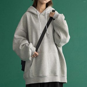 Sweat-shirt à capuche pour femmes, couleur unie, surdimensionné, Y2k, survêtement de sport, hauts à manches longues, pulls féminins