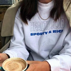 Sweats à capuche pour femmes Sport vous rendent santé et riche Style Vintage femmes sweats blancs à manches longues en vrac coton épais hauts d'automne décontracté