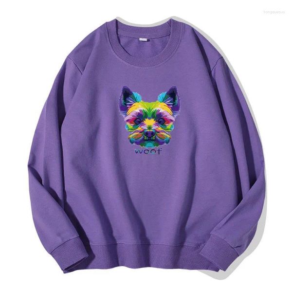 Sudaderas con capucha para mujer, ropa de primavera y otoño, sudadera con estampado de perro de dibujos animados, jerséis de algodón puro para niña, Tops de manga larga