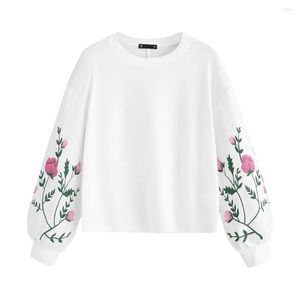 Dames hoodies stijlvolle bar gewas sweatshirts vrouwen o-neck lange mouw botanische bloemenprint pullovers sweatshirt tops para mujer