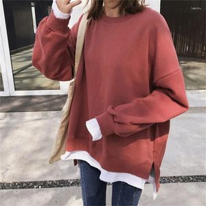 Sudaderas con capucha para mujer, suéter elegante de manga larga, Tops falsos, sudadera informal de dos piezas para mujer 066C
