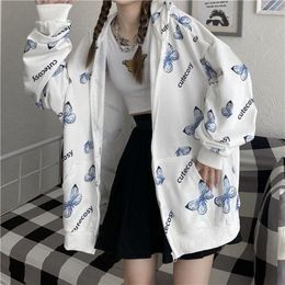 Vrouwen Truien Zomer Harajuku Vlinder Zip Up Hoodie Vrouwen Sweatshirt 2023 Lente Oversized Jas Met Rits Bovenkleding Polerones De