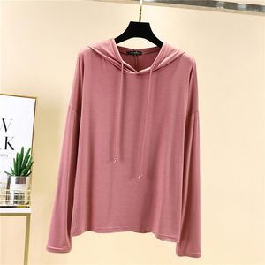 Vrouwen Hoodies Super Zachte Modale Sweatshirts Vrouwen Zomer Zon Proof Hooded Sweater Casual Lange Mouw T-shirt Dunne Tees effen Lady Top