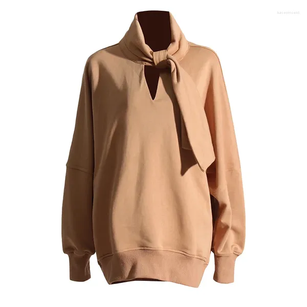 SuperAen – sweat-shirt à capuche pour femmes, haut ample et décontracté, Design coréen, mode, écharpe à lacets, manches longues, couture, automne 2023