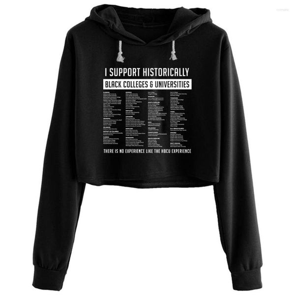 Sudaderas con capucha para mujer Support Hbcus List Crop Mujeres Anime Emo Estética Kpop Jersey para niñas