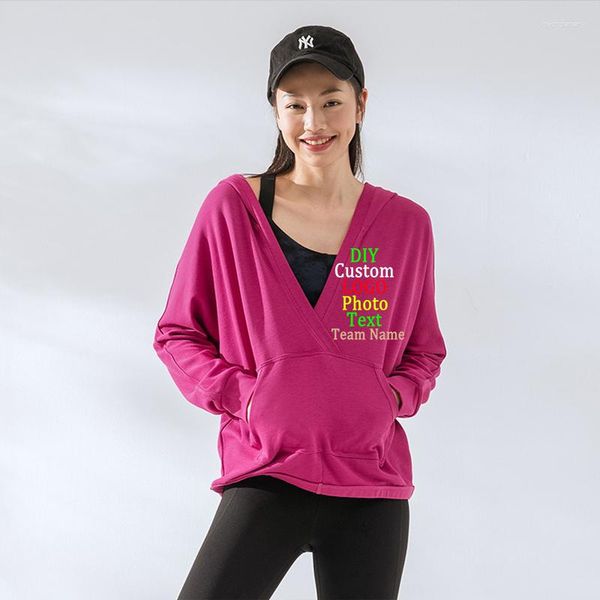 Sudaderas con capucha para mujer Suéter Chaqueta de fitness informal Tamaño grande Color sólido Con capucha Dz LOGOTIPO