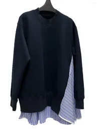 Hoodies voor dames trui jas rond nek kort met zoom gestreepte splicing ontwerp eenvoudig en comfortabel 2023 herfst 1026