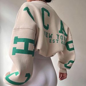 Women's Hoodies Sweatshirt Letter Printing Fleece lange mouw vrouwelijke pullover herfst winter streetwear vrouwen 230327