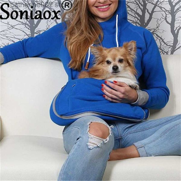 Sweats à capuche pour femmes Sweatshirts 2021 Hiver Femmes Sweats à capuche Carry Pet Pocket Sweat-shirt Poche Hood Tops Chat Chien Garder au chaud Sacs à capuche respirants Fournitures pour chats T230828