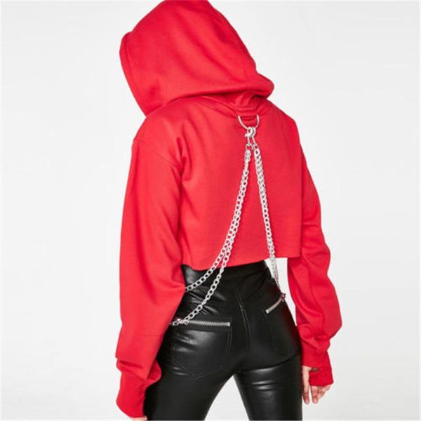 Sweats à capuche pour femmes 2023 femmes printemps automne Cool Giril rouge noir à carreaux à manches longues lâche haut court sweat décontracté Patchwork Clo