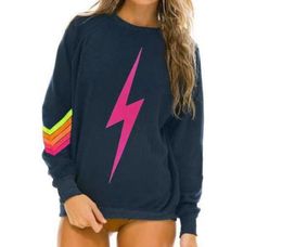 Dames hoodies sweatshirts 2024 herfst winter elastische sweatshirt regenboog print ronde nek pullover nation 5 srtipe trui
