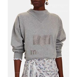 Dames Hoodies Sweatshirts 23aw Isabel Marant Dames Designer Mode Trui Katoen Letter Massaal Print Driehoek Hals Casual Lange mouw