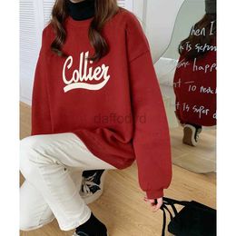 Women's Hoodies Sweatshirts 28398 Sweat-shirt femme automne hiver mode lettre imprimé col rond manches longues ample Plus velours chaud décontracté quotidien femme pull 24328