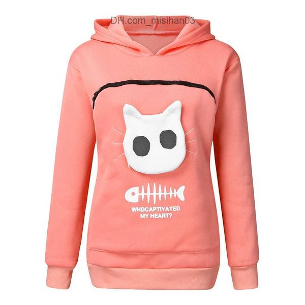 Sweats à capuche pour femmes Sweats 40 # Cat Lovers Sweat à capuche Kangourou Chien Pet Paw Puller Sweat Femme Animal Bag Cover Top Portable Cat Respirant Puller Z230713