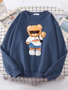 Women's Hoodies sweatshirts een jonge Teday Bear Girl vol vitaliteit schattige hoodie dames straat fleece hoody hipster losse sweatshirt hiphop oversized tops z240529
