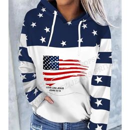 Hoodies voor dames Sweatshirts Amerikaanse vlag Hoodie Damesmode Oversized hoodies Dames sweats Jas Amerikaanse vlag Sweats met capuchon Truien Dameskleding Geschenken 231007